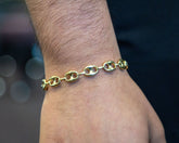 10K Gold Puffed Mariner Link Bracelet (Regular) - 8.0MM - White Carat - USA & Canada